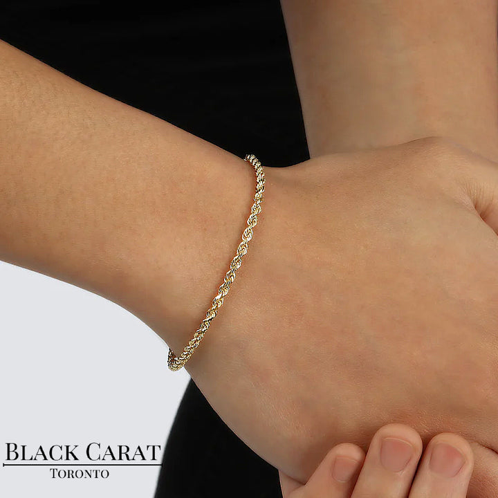 14K GOLD ROPE BRACELET - Black Carat