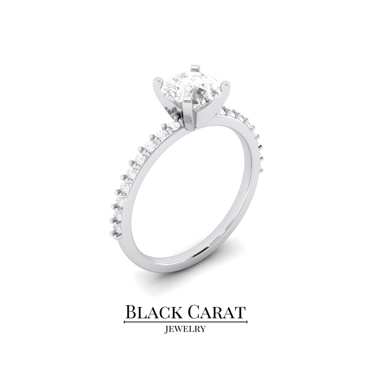 Classic Round Diamond Pavé Engagement Ring