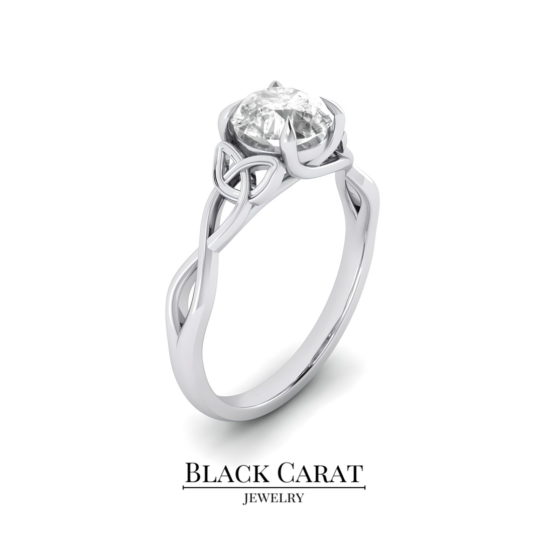 Celtic Knot Round Diamond Engagement Ring