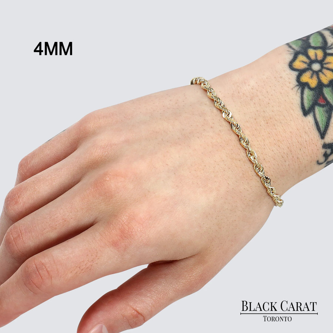 14K GOLD ROPE BRACELET - Black Carat