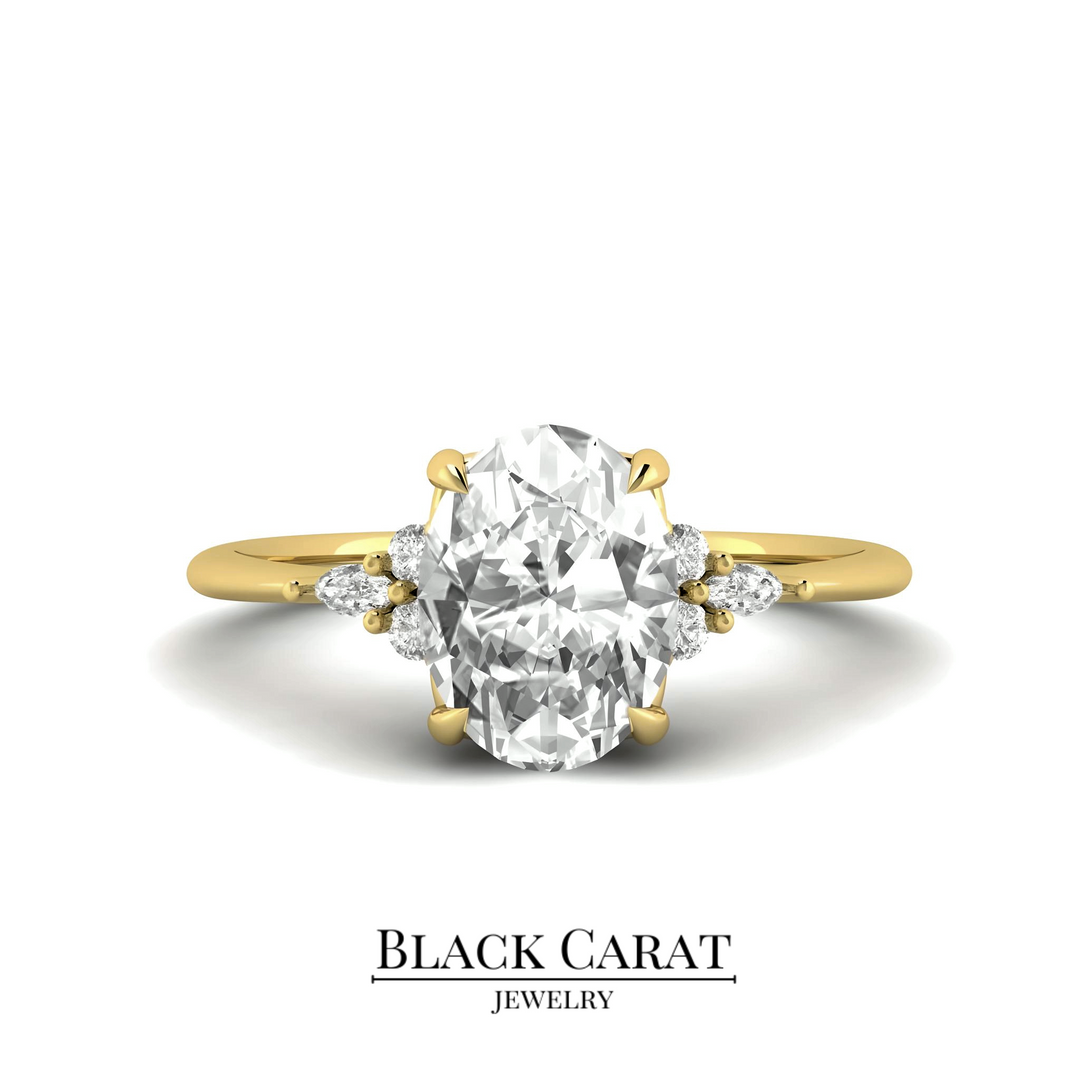 Floral Embrace Oval Diamond Ring