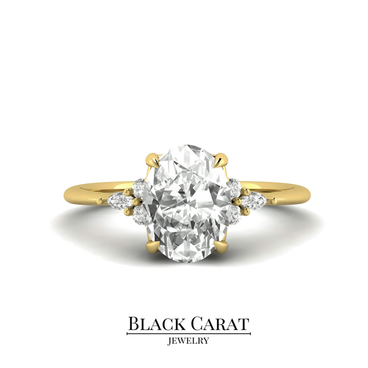 Floral Embrace Oval Diamond Ring