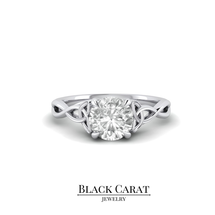 Celtic Knot Round Diamond Engagement Ring