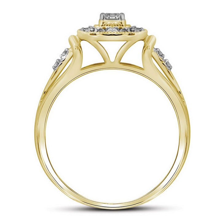 10kt Yellow Gold Womens Round Diamond Square Bridal Wedding Engagement Ring Band Set 1/3 Cttw