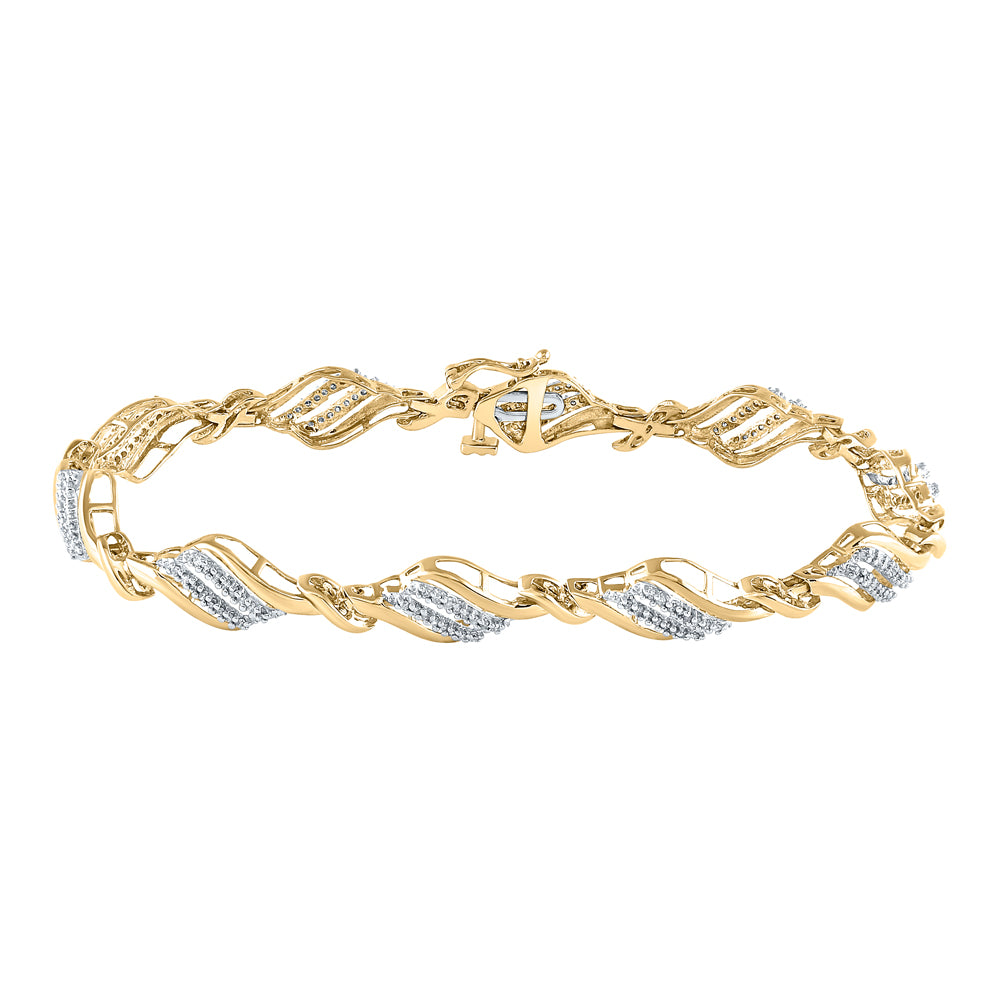 10kt Yellow Gold Womens Round Diamond Fashion Bracelet 1/2 Cttw