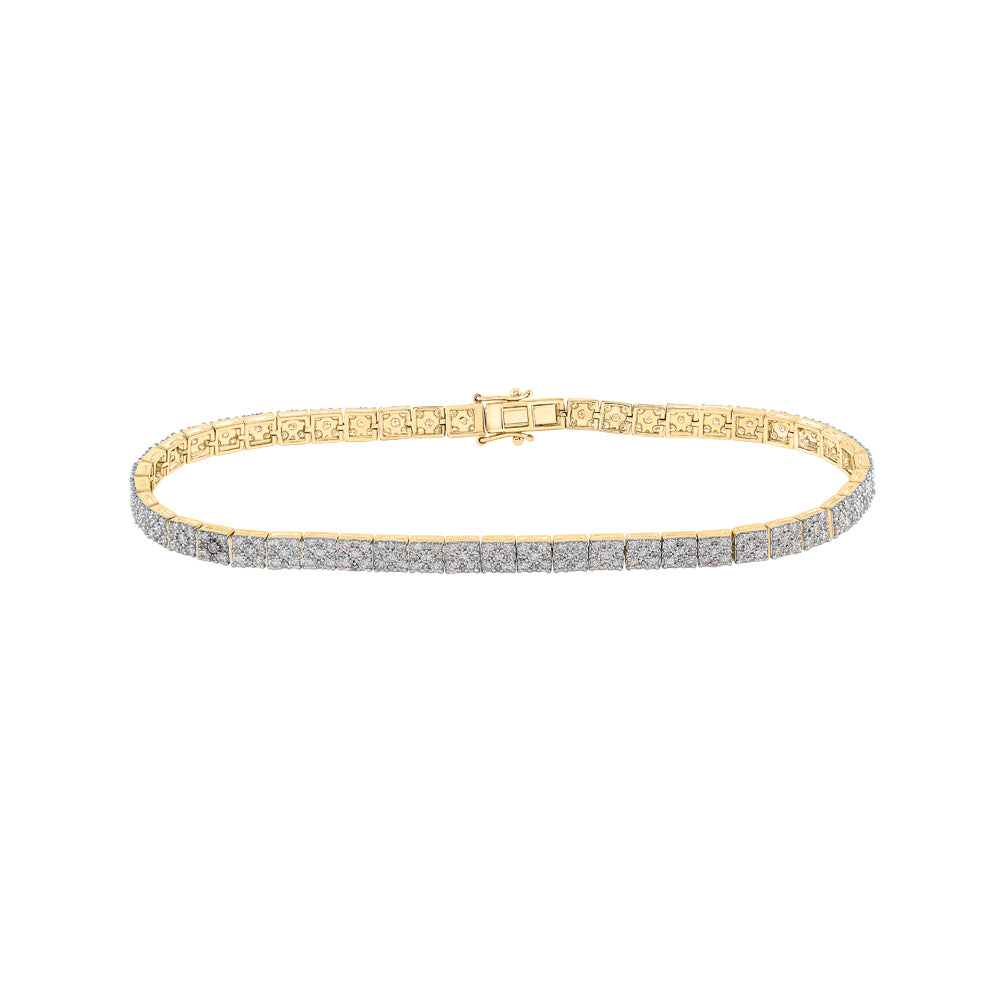 10kt Yellow Gold Mens Round Diamond Link Solitaire Bracelet 4-3/4 Cttw