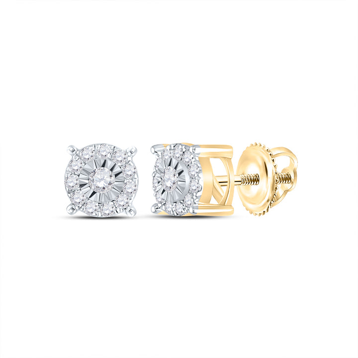 10kt Yellow Gold Womens Round Diamond Circle Frame Solitaire Stud Earrings 1/5 Cttw