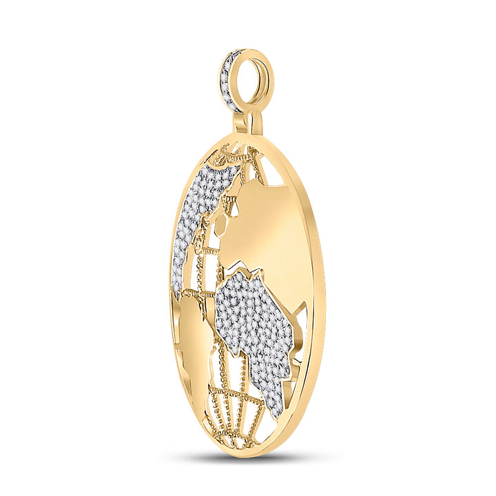 10kt Yellow Gold Mens Round Diamond World Globe Charm Pendant 5/8 Cttw