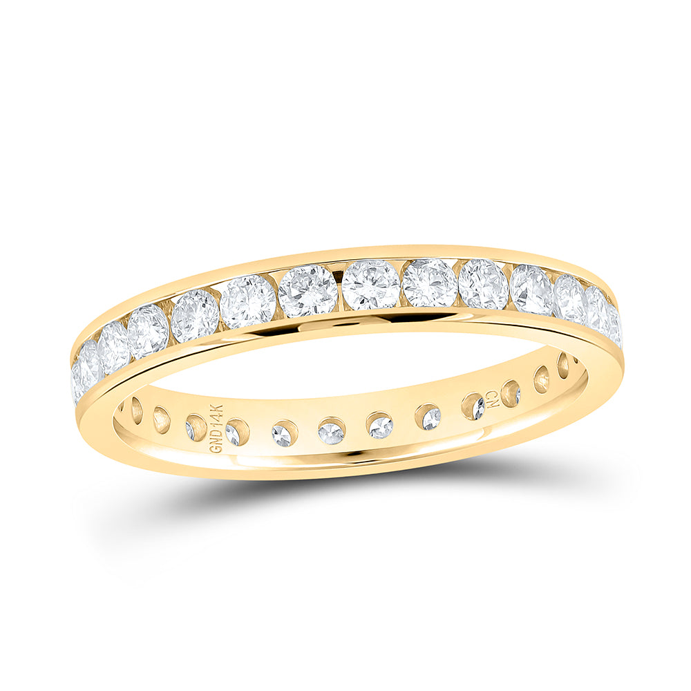 14kt Yellow Gold Womens Machine Set Round Diamond Eternity Wedding Band 1.00 Cttw