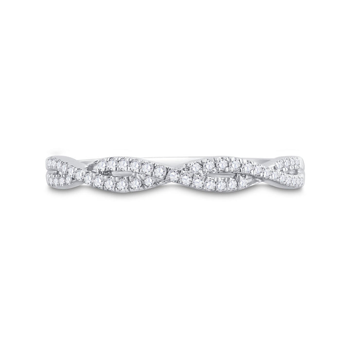 14kt White Gold Womens Round Diamond Twist Stackable Band Ring 1/6 Cttw