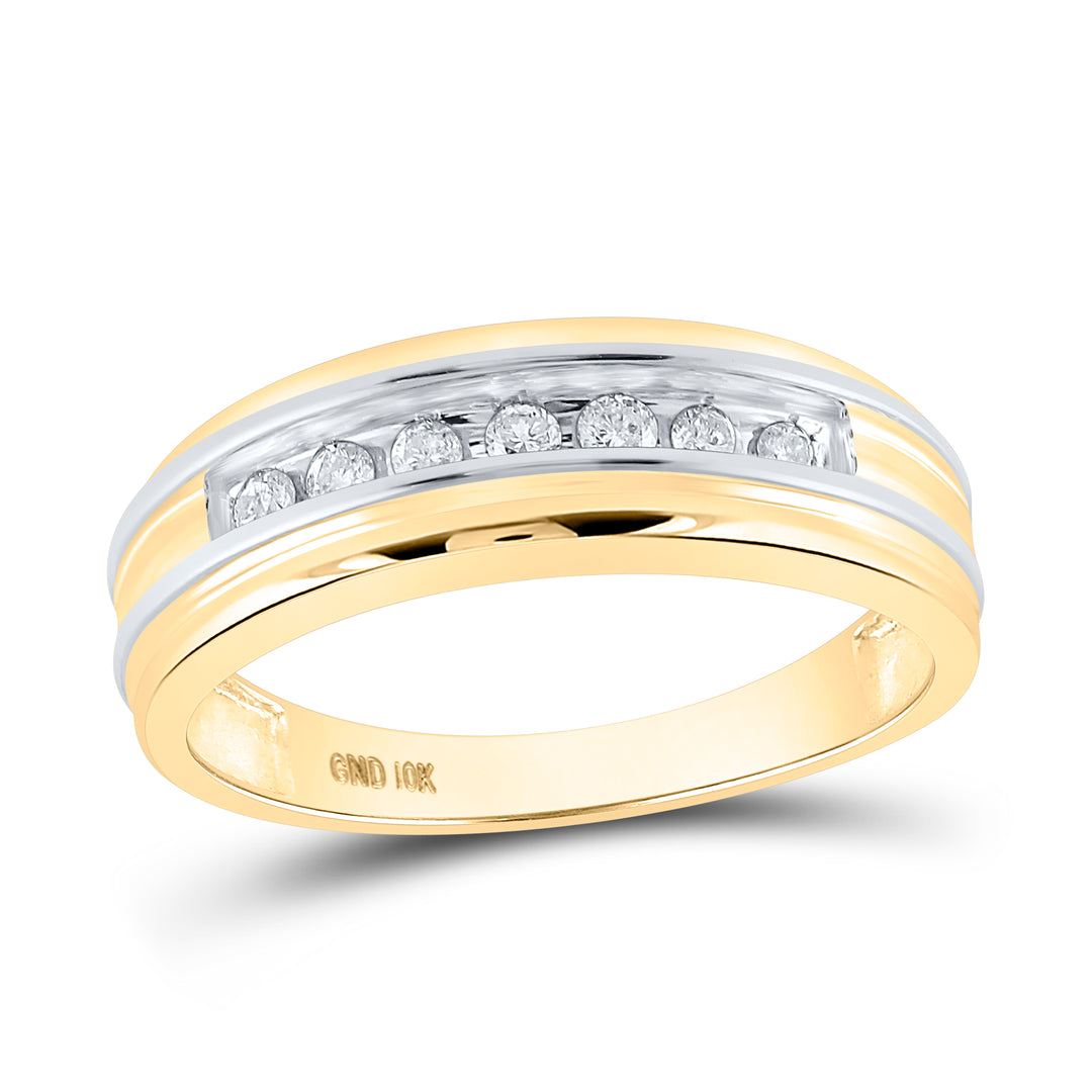 10kt Two-tone Gold Mens Round Diamond Band Ring 1/4 Cttw