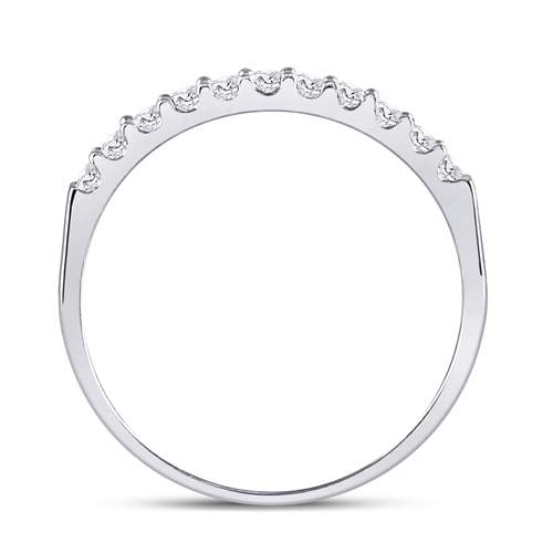 14kt White Gold Womens Round Diamond Single Row Wedding Band 1/4 Cttw