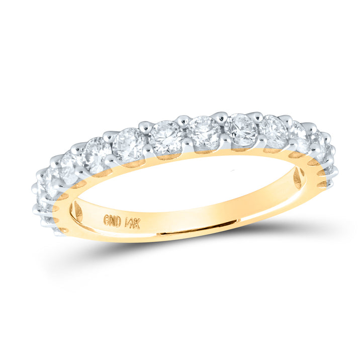 14kt Yellow Gold Womens Round Diamond Wedding Anniversary Band 1.00 Cttw