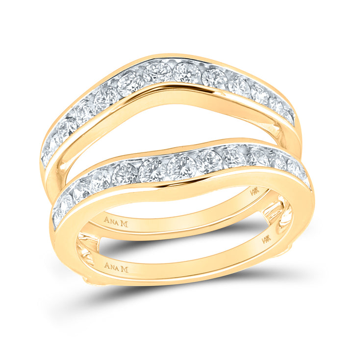 14kt Two-Tone Yellow Gold Womens Round Diamond Wrap Ring Guard Enhancer 1.00 Cttw