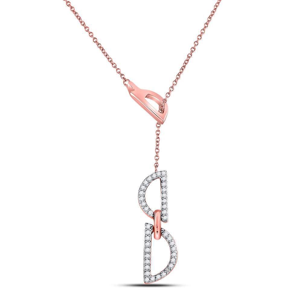 14kt Rose Gold Womens Round Diamond Geometric Fashion Necklace 1/6 Cttw