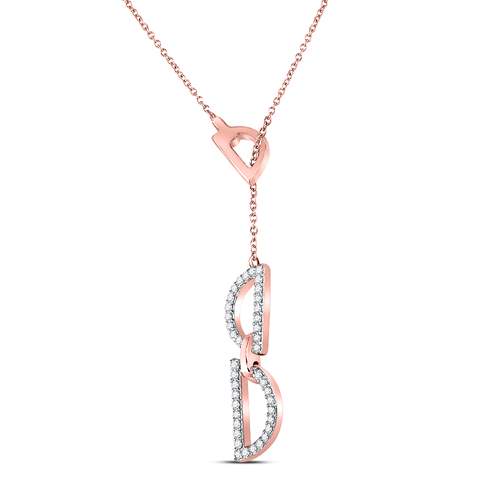 14kt Rose Gold Womens Round Diamond Geometric Fashion Necklace 1/6 Cttw