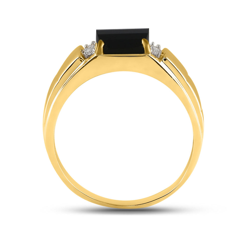 0.02CTW-DIA P3 9X7MM CT-ONYX GIFT MENS RING