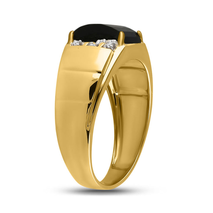 0.02CTW-DIA P3 9X7MM CT-ONYX GIFT MENS RING