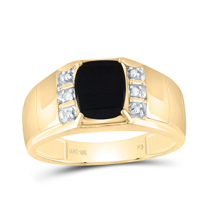 0.02CTW-DIA P3 9X7MM CT-ONYX GIFT MENS RING