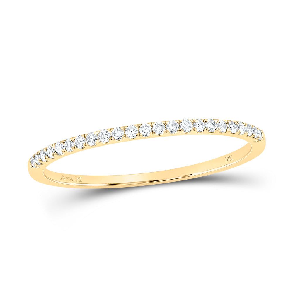 10kt Yellow Gold Womens Round Diamond Timeless Stackable Band Ring 1/8 Cttw