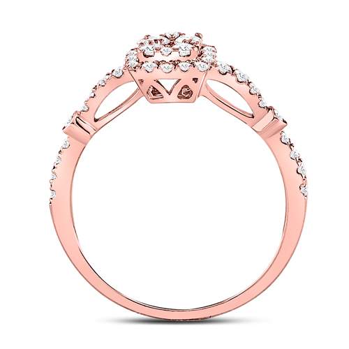 14kt Rose Gold Womens Round Diamond Square Cluster Bridal Wedding Engagement Ring 1/2 Cttw