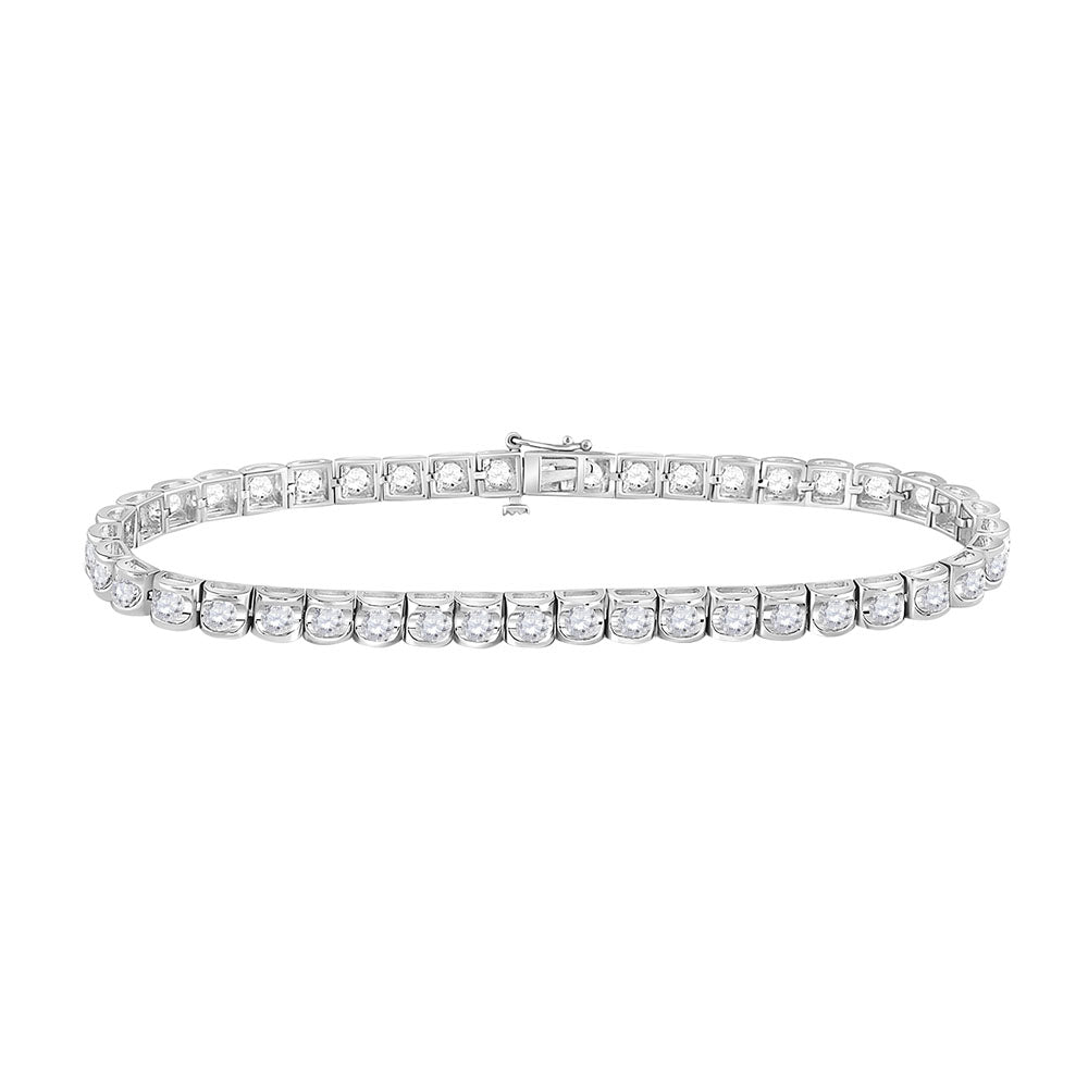 14kt White Gold Womens Round Diamond Studded Tennis Bracelet 2.00 Cttw