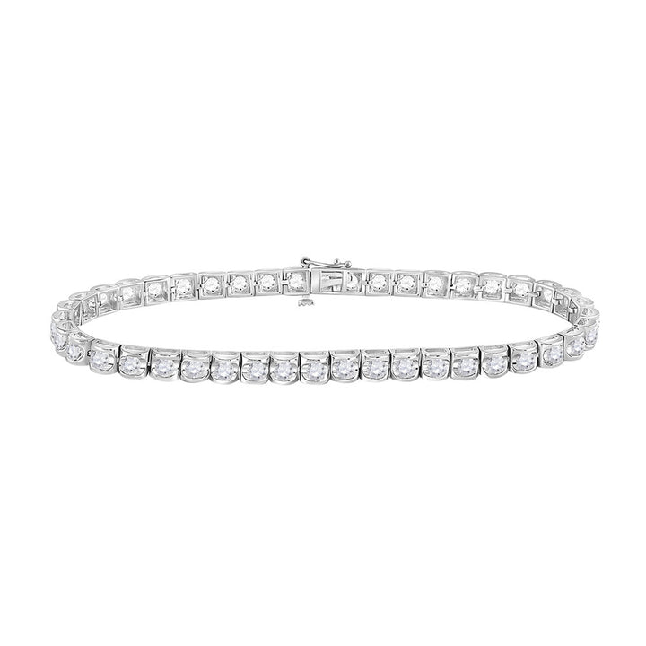 14kt White Gold Womens Round Diamond Studded Tennis Bracelet 2.00 Cttw