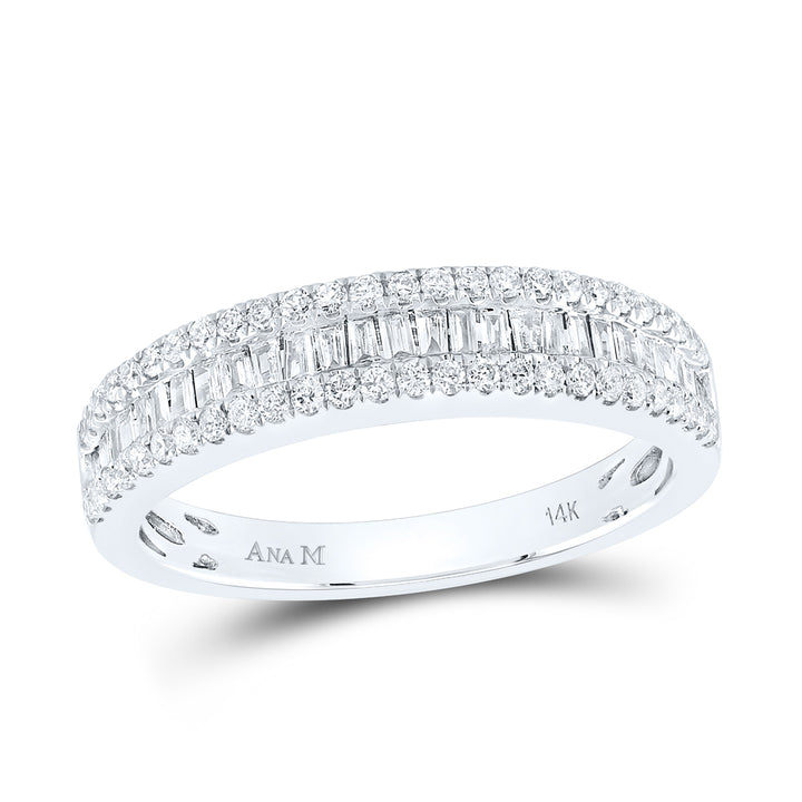 14kt White Gold Womens Round Diamond Anniversary Band Ring 1/2 Cttw