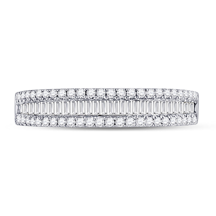 14kt White Gold Womens Round Diamond Anniversary Band Ring 1/2 Cttw