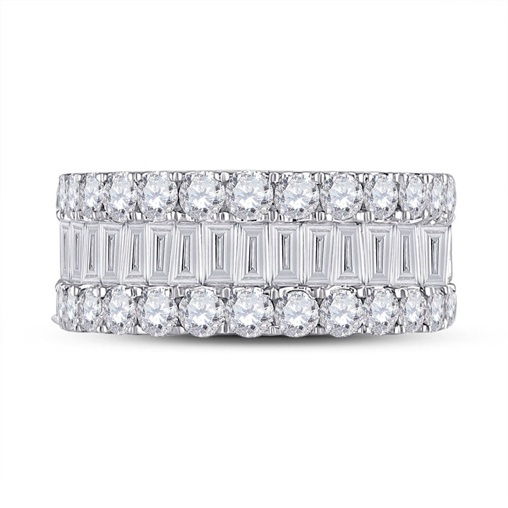 14kt White Gold Womens Baguette Diamond Anniversary Cocktail Ring 3.00 Cttw