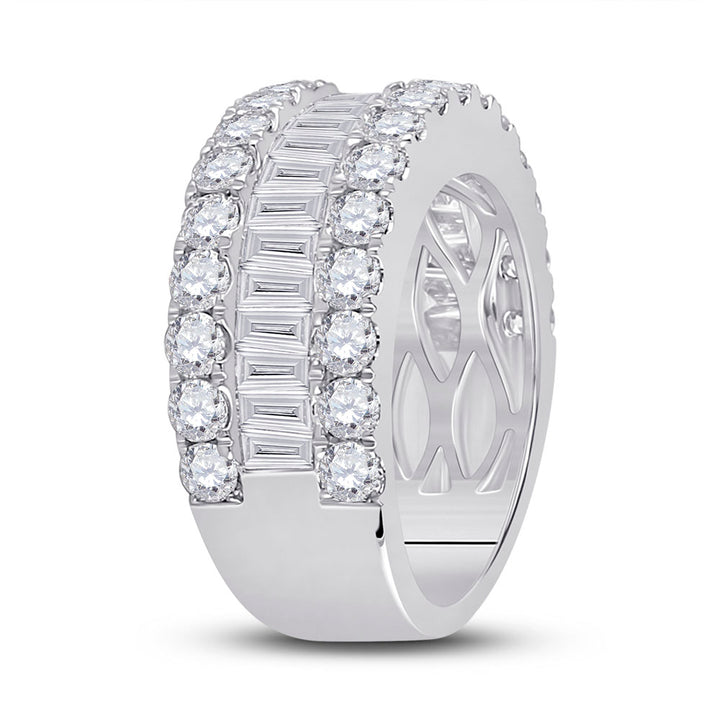 14kt White Gold Womens Baguette Diamond Anniversary Cocktail Ring 3.00 Cttw