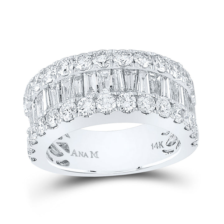 14kt White Gold Womens Baguette Diamond Anniversary Cocktail Ring 3.00 Cttw