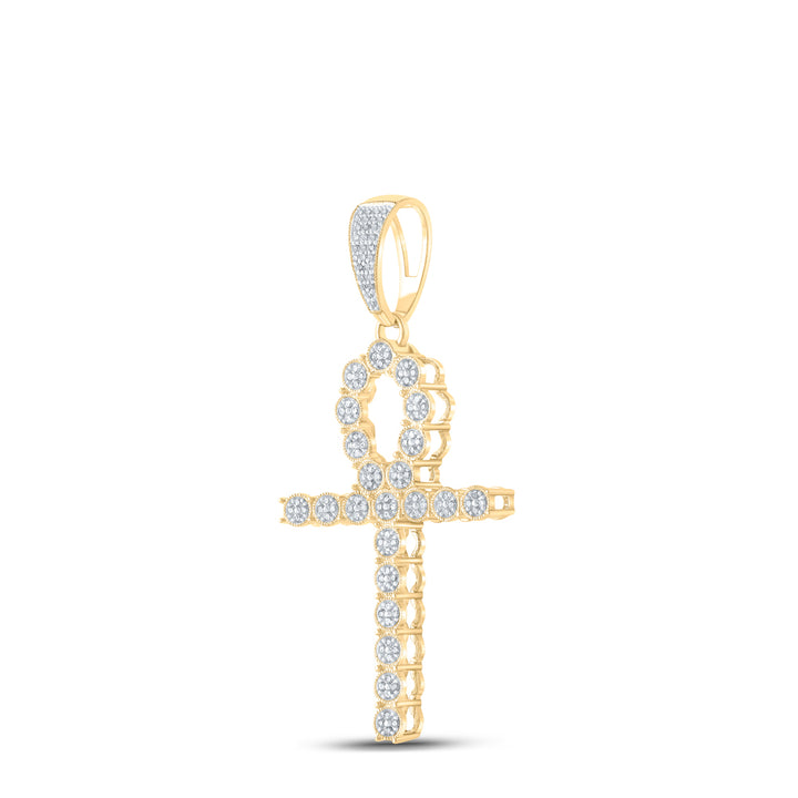 5/8 CTW-DIA P1P2 MENS ANKH  CROSS CHARM