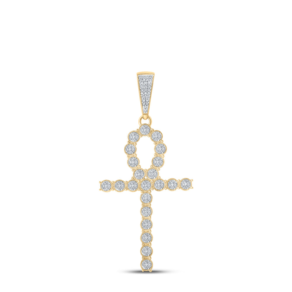 5/8 CTW-DIA P1P2 MENS ANKH  CROSS CHARM