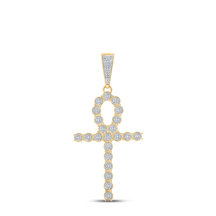 5/8 CTW-DIA P1P2 MENS ANKH  CROSS CHARM