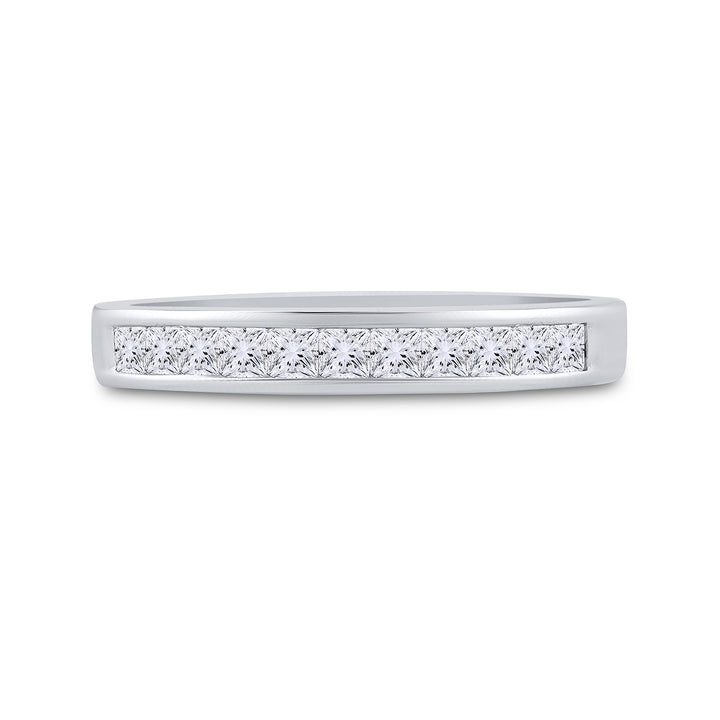 14kt White Gold Womens Princess Channel-set Diamond Single Row Wedding Band 1/2 Cttw