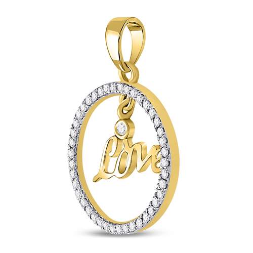 10kt Yellow Gold Womens Round Diamond Heart Circle Pendant 1/4 Cttw