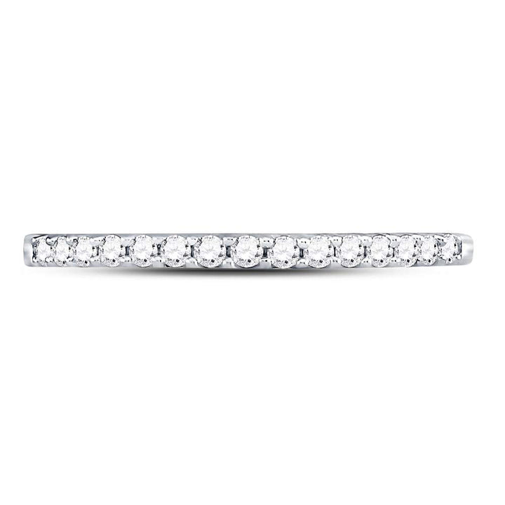 14kt White Gold Womens Round Diamond Slender Stackable Wedding Band 1/6 Cttw