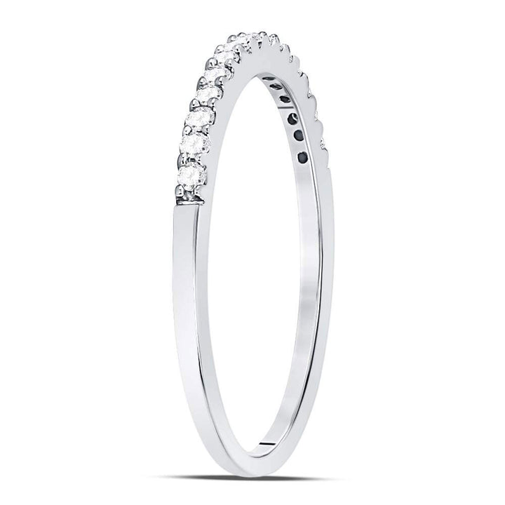 14kt White Gold Womens Round Diamond Slender Stackable Wedding Band 1/6 Cttw