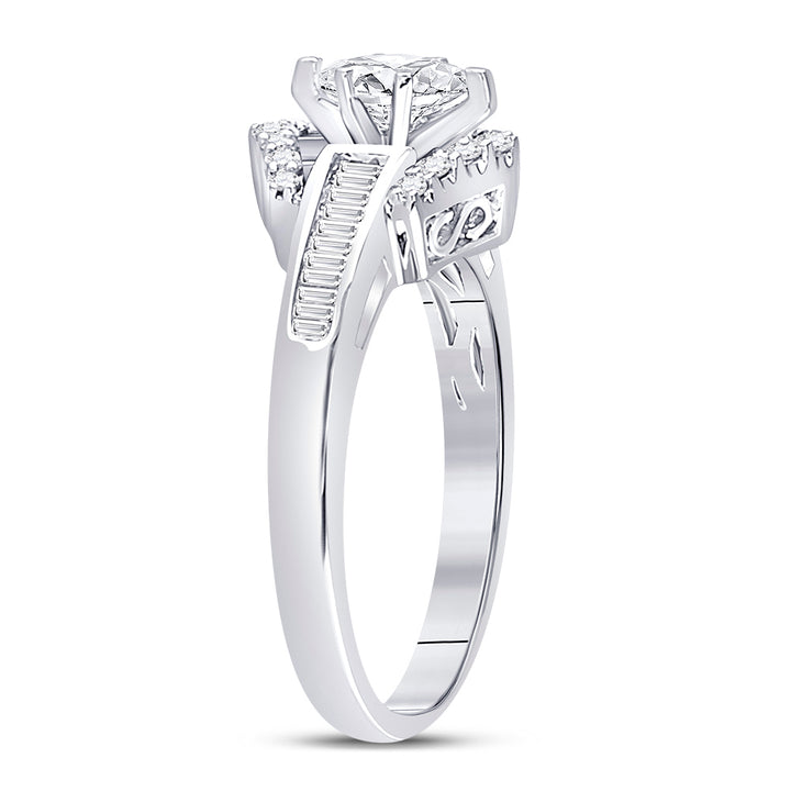 14kt White Gold Womens Marquise Diamond Solitaire Bridal Wedding Engagement Ring 3/4 Cttw