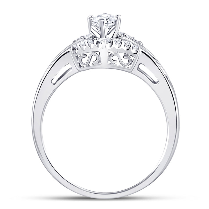 14kt White Gold Womens Marquise Diamond Solitaire Bridal Wedding Engagement Ring 3/4 Cttw