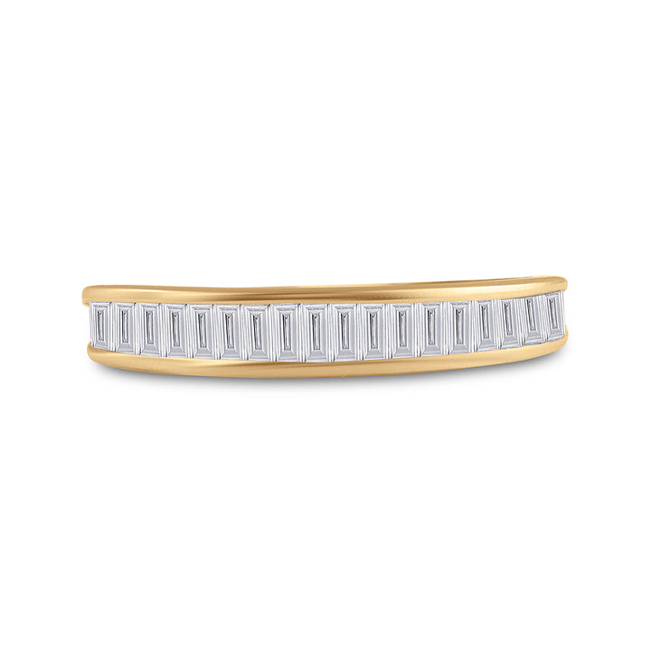 14kt Yellow Gold Womens Baguette Diamond Wedding Anniversary Band 1/2 Cttw