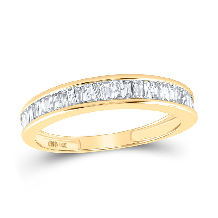 14kt Yellow Gold Womens Baguette Diamond Wedding Anniversary Band 1/2 Cttw