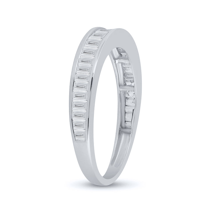 10kt White Gold Womens Baguette Diamond Wedding Anniversary Band 1/2 Cttw