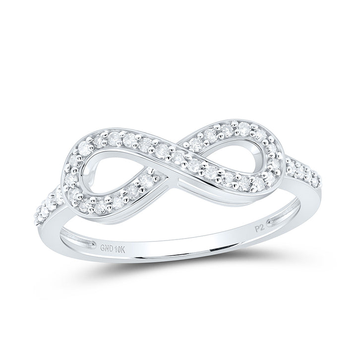 10kt White Gold Womens Round Pave-set Diamond Infinity Ring 1/5 Cttw