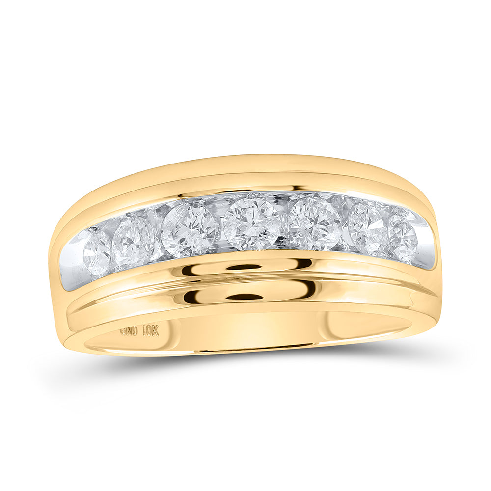 10kt Yellow Gold Mens Round Diamond Wedding Channel-Set Band Ring 1.00 Cttw