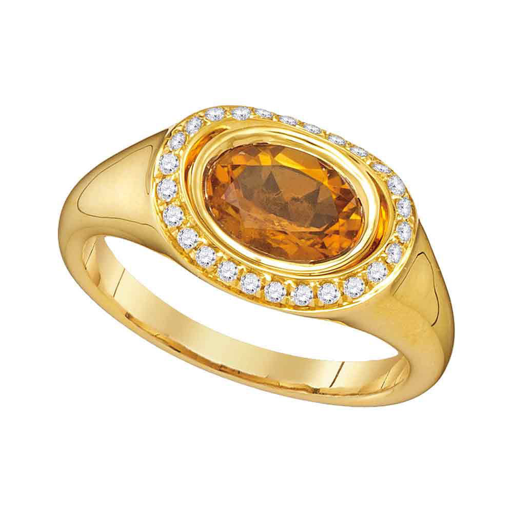 14kt Yellow Gold Womens Oval Citrine Oval Ring 1-1/5 Cttw