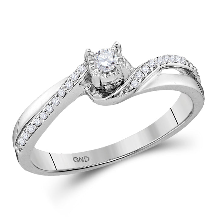 10kt White Gold Womens Round Diamond Solitaire Bridal Wedding Engagement Ring 1/8 Cttw