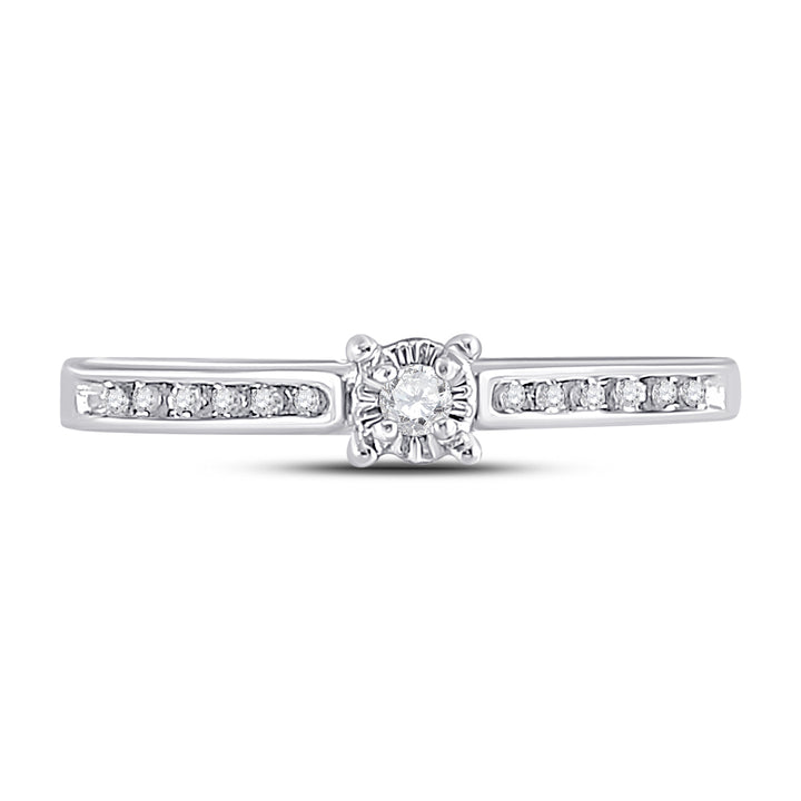 10kt White Gold Womens Round Diamond Solitaire Bridal Wedding Engagement Ring 1/10 Cttw