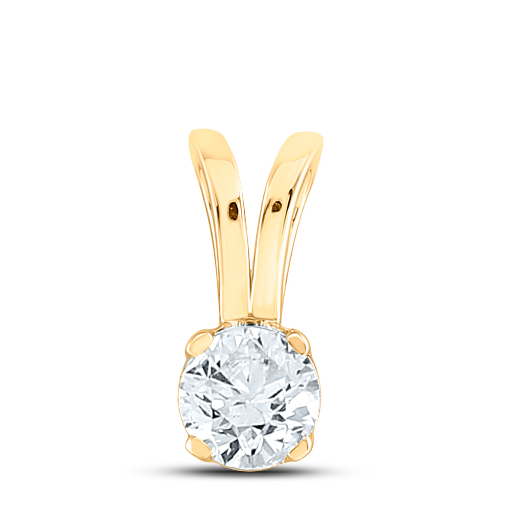 14kt Yellow Gold Womens Round Diamond Solitaire Pendant 1/2 Cttw